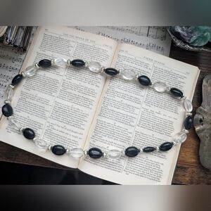 Elegant Black and Clear Beaded Necklace